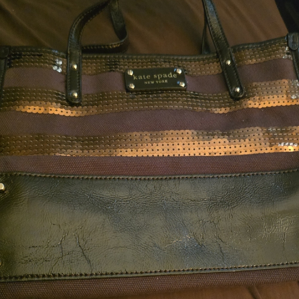 Kate Spade Black and Brown Striped Tote